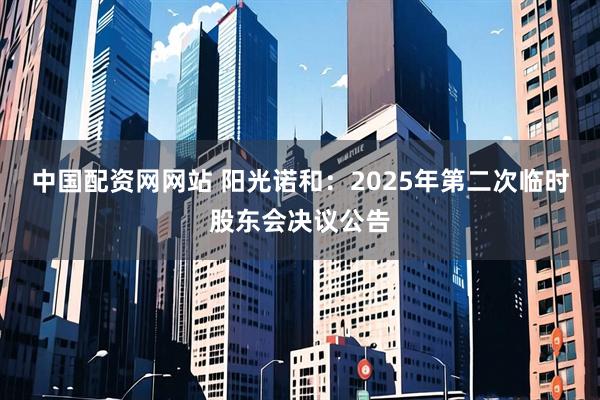 中国配资网网站 阳光诺和：2025年第二次临时股东会决议公告